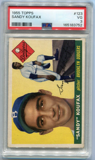 Sandy Koufax 1955 Topps RC #123 PSA Graded 3
