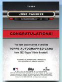 Jose Ramirez 2023 Topps Tribute #TAJRA Autographed Card 23/75