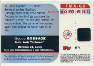 Goose Gossage 2003 Topps Finest Finest Moments Autographed Card #FMA-GG