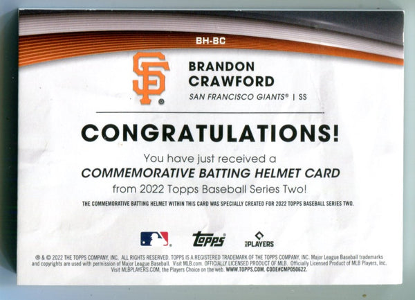 Brandon Crawford 2022 Topps Series Two Commemorative Batting Helmet Card #BHBC