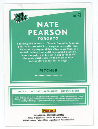 Nate Pearson 2020 Panini Donruss Rated Rookie #RP-6