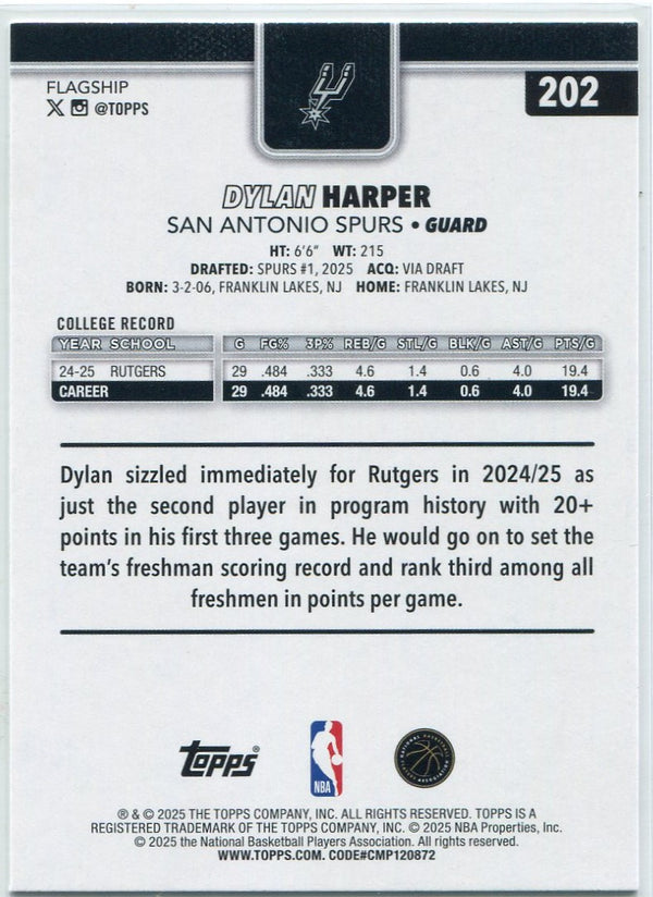 Dylan Harper 2025 - 2026 Topps RC #202
