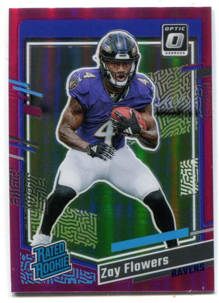 Zay Flowers 2023 Panini Donruss Rated Rookie Pink #307 Card