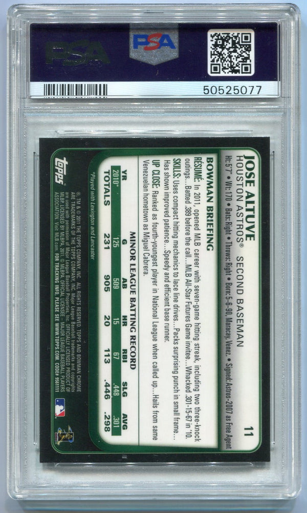 Jose Altuve 2011 Bowman Draft Chrome RC #11 PSA Graded 8