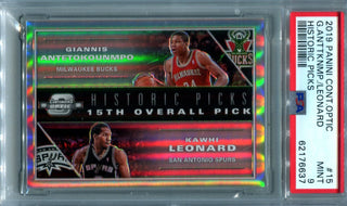 Kawhi Leonard/Giannis Antetokounmpa Contenders Optic #15 PSA 9 Card
