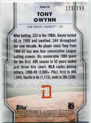 Tony Gwynn 2020 Topps Of The Class Greats Rainbow Foil Card #TCG-19 123/299