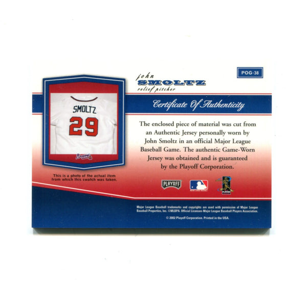 John Smoltz 2002 Playoff Corporation Piece of the Game #POG-38 Card