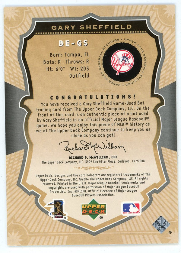 Gary Sheffield 2004 Upper Deck Etchings Bat Relic #BE-GS