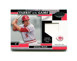 Johnny Bench In the Game Heroes and Prospects Game Used Jersey Card