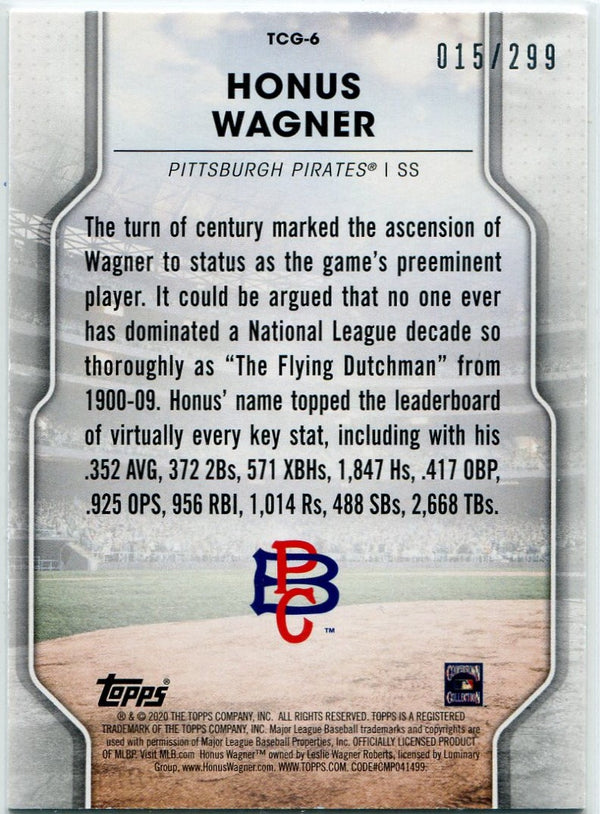 Honus Wagner 2020 Topps Of The Class Greats Rainbow Foil Card #TCG-6 15/299