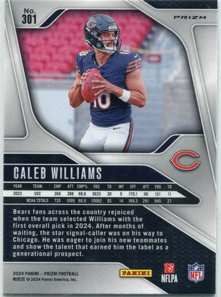 Caleb Williams 2024 Panini Prizm Orange Laser RC #301