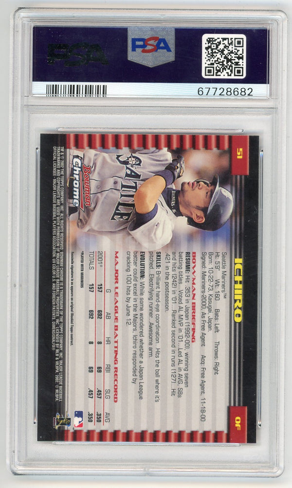 Ichiro 2002 Bowman Chrome #51 PSA MT 9