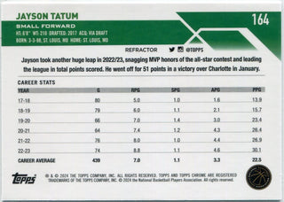 Jayson Tatum 2023 - 2024 Topps Chrome Refractor Card #164
