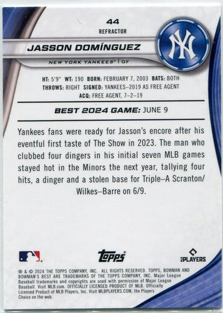Jasson Dominguez 2024 Bowman's Best Refractor RC #44