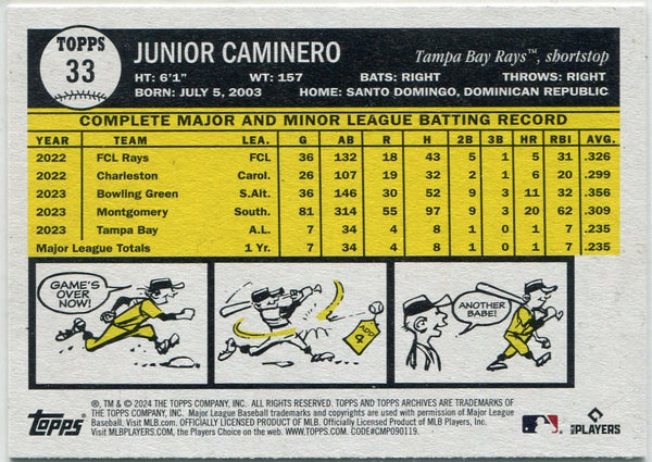 Junior Caminero 2024 Topps Archives RC #33