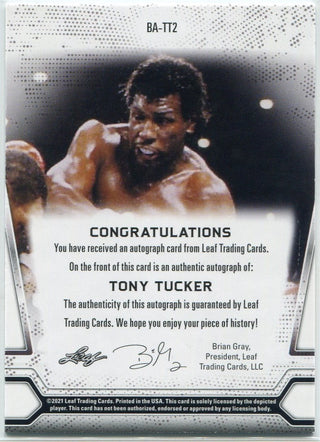 Tony Tucker 2021 Leaf Autographed Card #BATT2