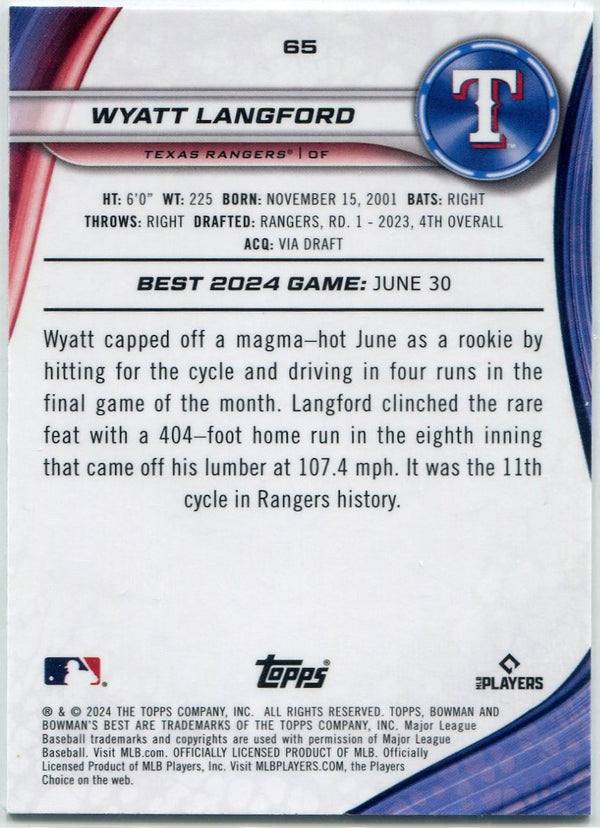 Wyatt Langford 2024 Bowman's Best Wave Refractor RC #65