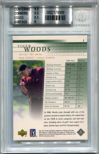 Tiger Woods 2001 Upper Deck RC #1 BGS Graded 8.5