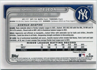 Enmanuel Tejeda 2024 Bowman Chrome Prospects Lunar Glow Green Refractor RC #BCP-103