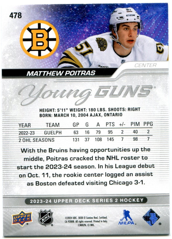 Matthew Poitras 2023-24 Upper Deck Young Guns RC #478