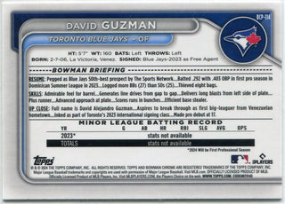 David Guzman 2024 Bowman Chrome Prospects Lunar Glow Green Refractor RC #BCP-114