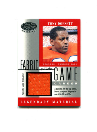 Tony Dorsett 2001 Donruss Fabric of the Game Legendary Material #FG-38 64/91 Card