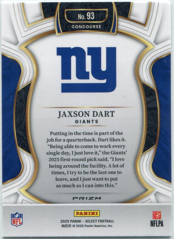 Jaxson Dart 2025 Panini Select Silver Prizm RC #93
