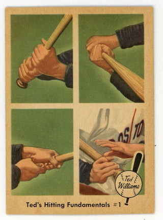 Ted Williams 1959 Fleer Baseball Card #71 Ted's Hitting Fundamentals #1