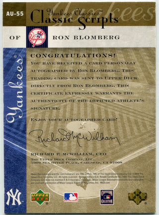 Ron Blomberg 2004 Upper Deck Yankees Classics Classic Scripts Autographed Card #AU-55