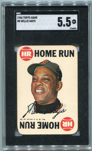 Willie Mays 1968 Topps Game Card #8 SGC Graded 5.5