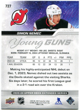 Simon Nemec 2023-24 Upper Deck Young Guns RC #727