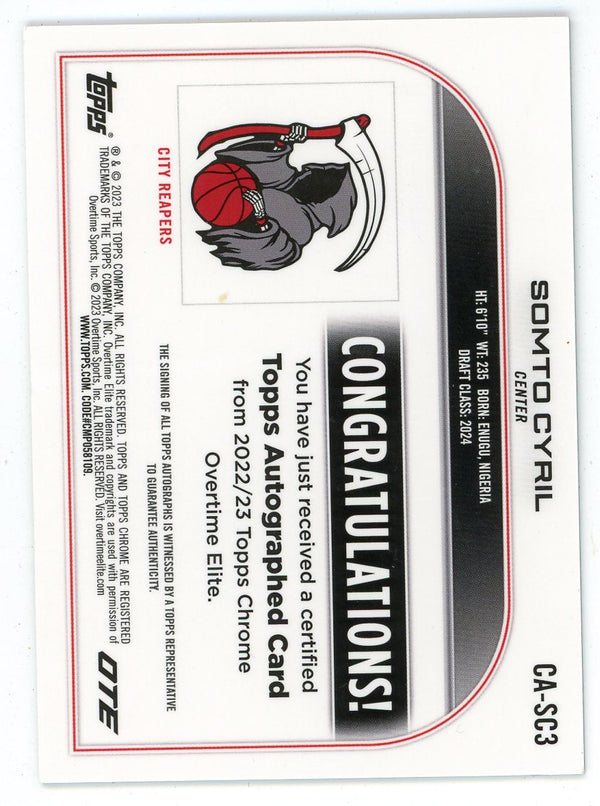 Somto Cyril 2023 Topps Chrome Autographed OTE #CA-SC3