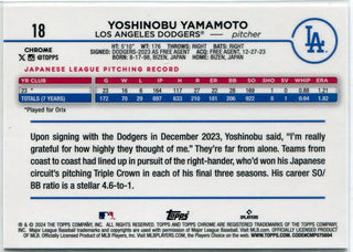 Yoshinobu Yamamoto 2024 Topps Chrome RC #18