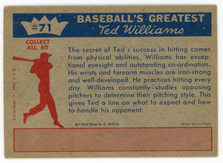 Ted Williams 1959 Fleer Baseball Card #71 Ted's Hitting Fundamentals #1