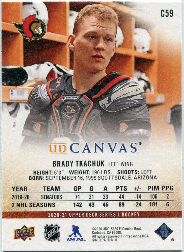 Brady Tkachuk 2020 - 2021 Upper Deck Canvas Card #D59