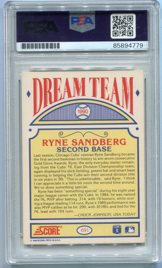 Ryne Sandberg 1990 Score Autographed Card #691 PSA/DNA Certified