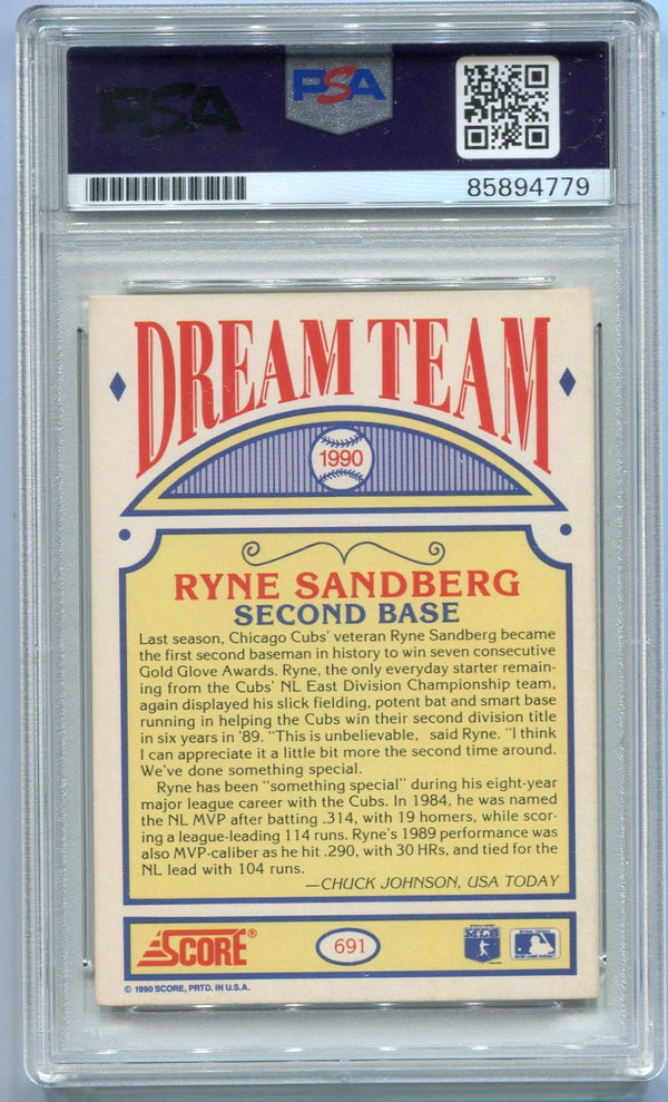 Ryne Sandberg 1990 Score Autographed Card #691 PSA/DNA Certified