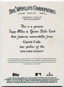 Gerrit Cole 2025 Topps Allen & Ginter Jersey Card #AGR-GC
