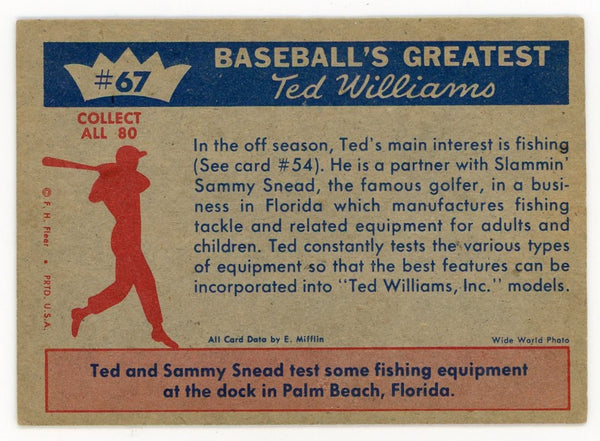 Ted Williams 1959 Fleer Baseball Card #67 Two Famous Fisherman