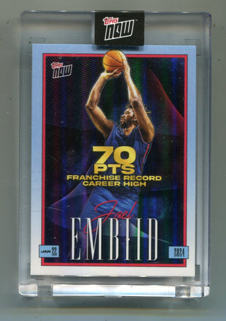 Joel Embiid 2024 Topps Now #JE1 Franchise Record Career High Card