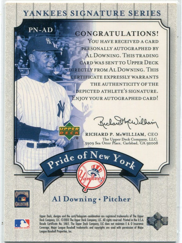 Al Downing 2003 Upper Deck Pride of NY Autographed Card #PN-AD