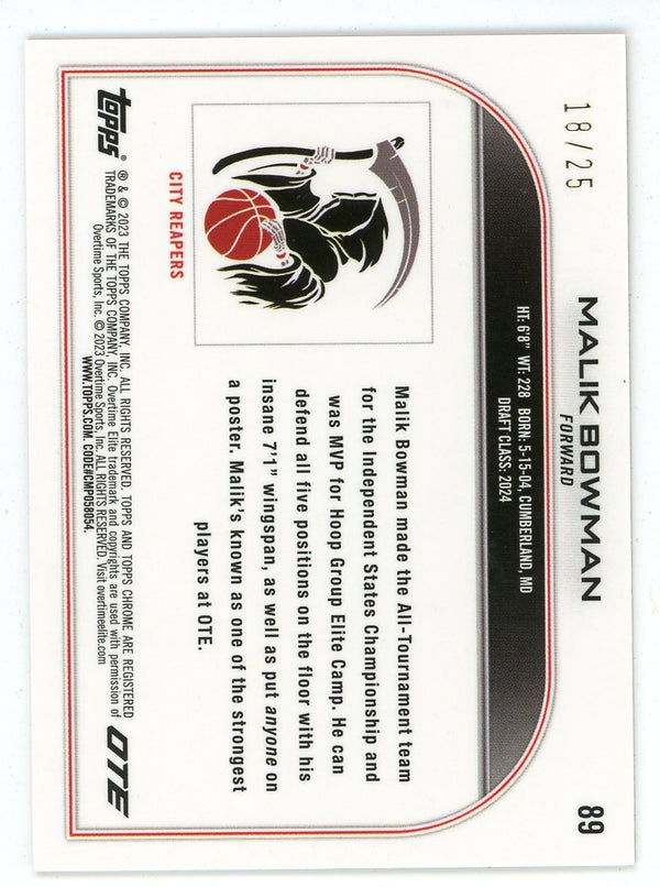 Malik Bowman 2023 Topps Chrome #89