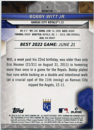 Bobby Witt Jr 2023 Bowman's Best Refractor Card #6