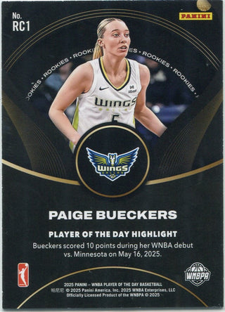 Paige Bueckers 2025 Panini WNBA Player Of The Day RC #RC1