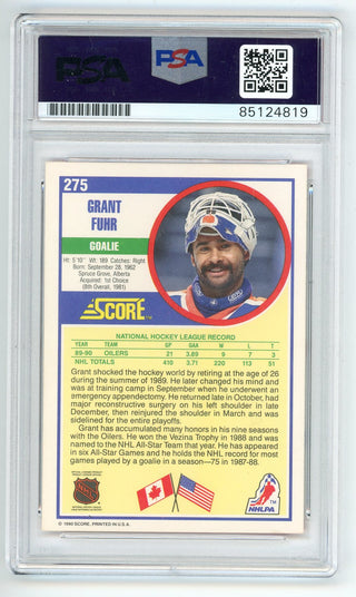 Grant Fuhr Autographed 1990-91 Score Card #275 PSA MT 9