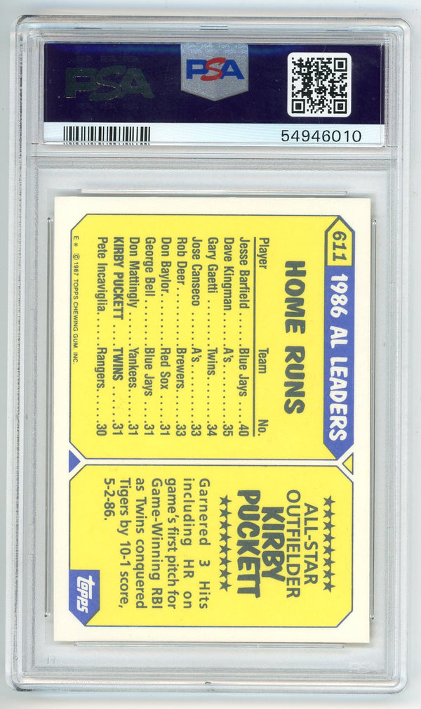 Kirby Puckett 1987 Topps Tiffany All-star #611 PSA MT 9