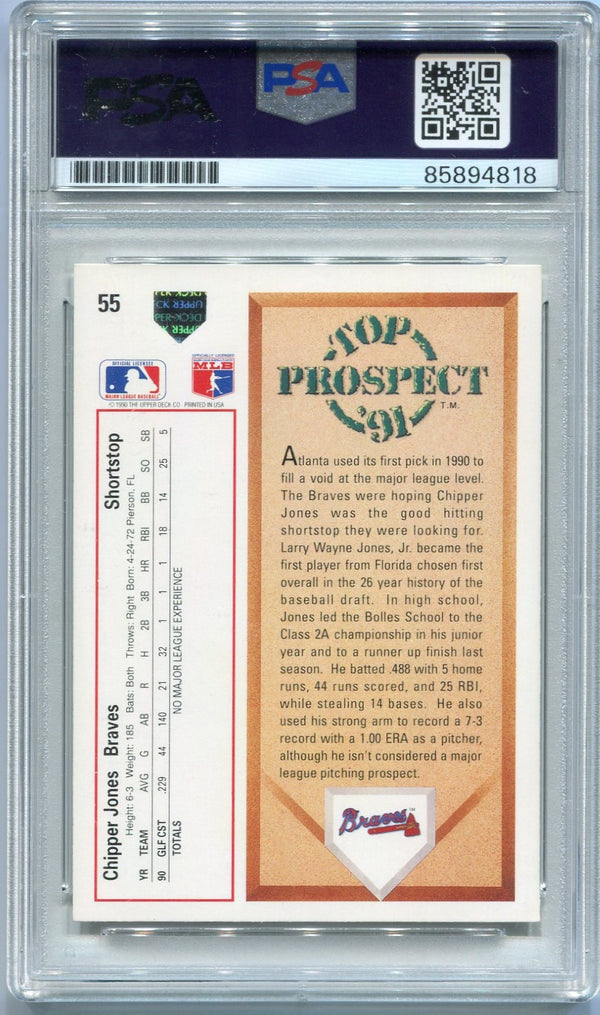 Chipper Jones 1991 Upper Deck Autographed RC #55 PSA/DNA Certified