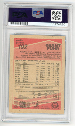Grant Fuhr Autographed 1989-90 O-Pee-Chee Card PSA MT 9