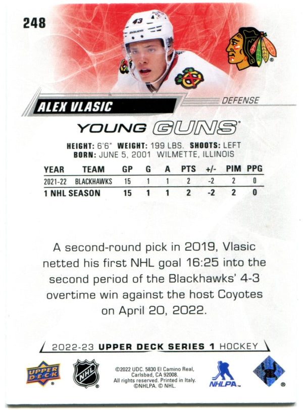 Alex Vlasic 2022-23 Upper Deck Young Guns RC #258