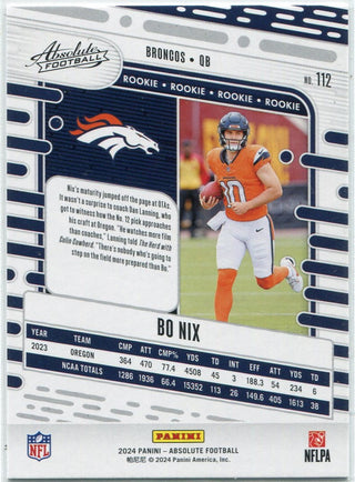 Bo Nix 2024 Panini Absolute RC #112